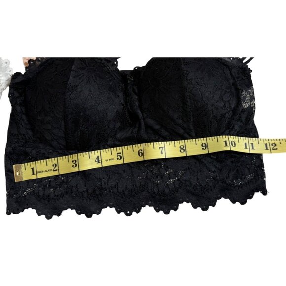 Lace Bralette Set Of 3 White Peach & Black Colors Floral Design Women One Size - Picture 12 of 16